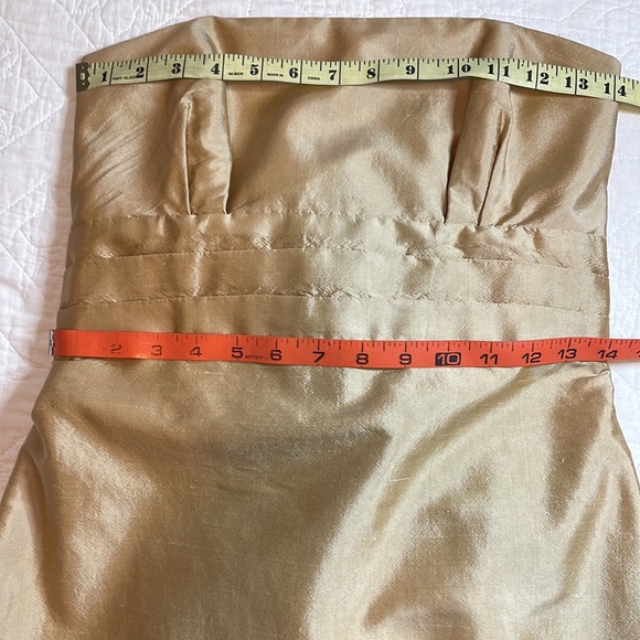 Jenny Yoo Silk Strapless Gold Gown with Back Bustle - Picture 11 of 11